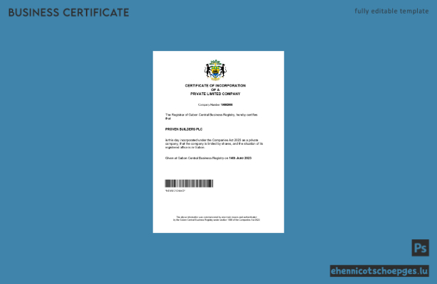 Beispielansicht der gabunischen Registrierungsurkunde (Word- und PDF-Format)